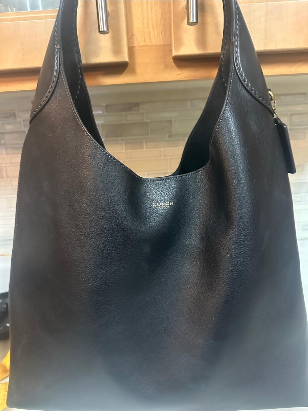 Coach Black Leather Shoulder Hobo Bag
